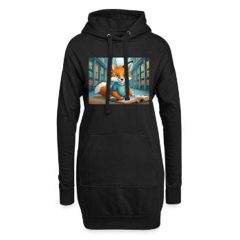 Niedlicher kleiner Teufel Fuchs Alltag – liest - Hoodie-Kleid - Schwarz - Vorne