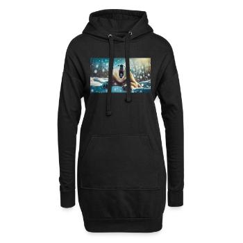 Animaux mignons qui se détendent – ours polaire - Sweat-shirt à capuche long Femme - noir - Devant