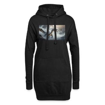 Ein realistischer böser dunkler Drache beim Erklimmen eines Nebels - Hoodie-Kleid - Schwarz - Vorne