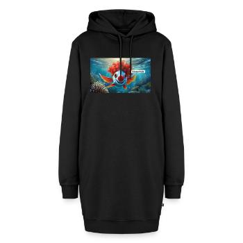 Wortspiel mehrdeutiger deutscher Ausdruck - Clownfisch - Hoodie-Kleid - Schwarz - Vorne - AI Model Female 172 light (172cm)
