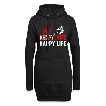 Pas d’épouse heureuse Happy Life Wives mariée marié - Sweat-shirt à capuche long Femme - noir - Devant