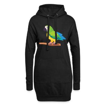 Papagei bunt Ara Vogel auf Ast - Hoodie-Kleid - Schwarz - Vorne