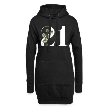 Numéro 21 floral vert -21e anniversaire floral - Sweat-shirt à capuche long Femme - noir - Devant