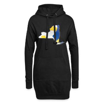 New York (États-Unis) | Vrai volley-ball | Carte - Sweat-shirt à capuche long Femme - noir - Devant