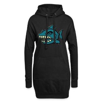 Piranha Bande dessinée Poisson - Sweat-shirt à capuche long Femme - noir - Devant