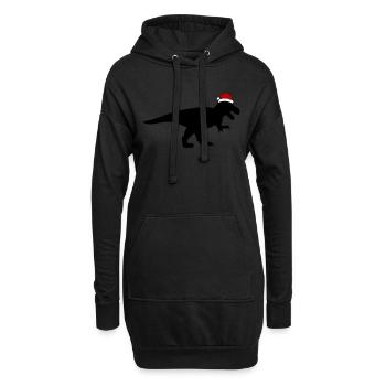 T-Rex Weihnachtsmann - Hoodie-Kleid - Schwarz - Vorne