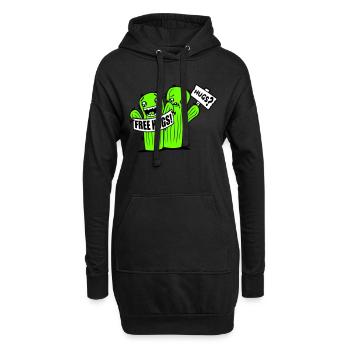 Free Hugs Kaktus Umarmung Gesicht Traurig Schild - Hoodie-Kleid - Schwarz - Vorne