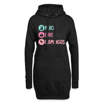 Paix Amour Flamants Mignon Oiseau Rose - Sweat-shirt à capuche long Femme - noir - Devant