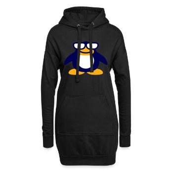 Pinguin Nerd Brille Hornbrille Geek Schlau Cool - Hoodie-Kleid - Schwarz - Vorne
