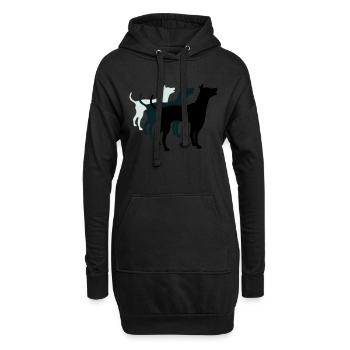 3 chiens silhouette équipe dangereuse équipage amis - Sweat-shirt à capuche long Femme - noir - Devant