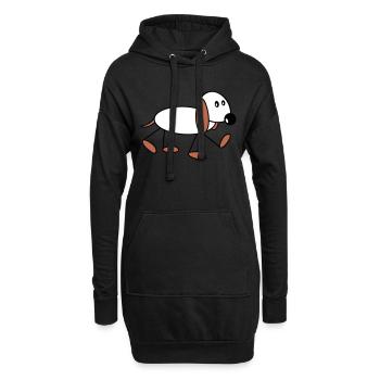 Hund Strichmännchen Geht Süß Läuft Spazieren Comic - Hoodie-Kleid - Schwarz - Vorne