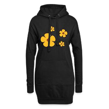 Blumen dreifarbig - Hoodie-Kleid - Schwarz - Vorne