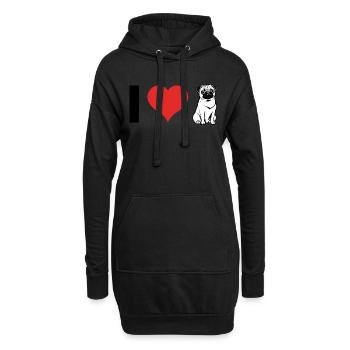 Ich Liebe Möpse - Hund Haustier Design - Hoodie-Kleid - Schwarz - Vorne