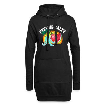 Près de la plage et de la silhouette de boisson animée - Sweat-shirt à capuche long Femme - noir - Devant