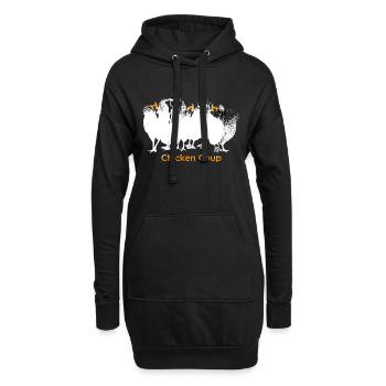 Chicken Coup - Weiße Hühner auf Schwarz - Hoodie-Kleid - Schwarz - Vorne
