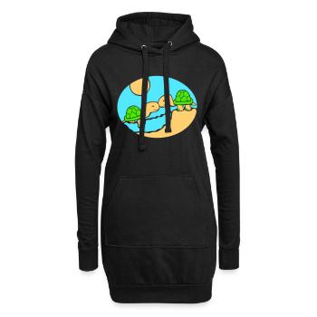 2 Schildkröten Strand Pärchen Verliebt küssen Meer - Hoodie-Kleid - Schwarz - Vorne
