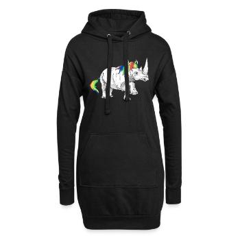 Rhino licorne - Sweat-shirt à capuche long Femme - noir - Devant