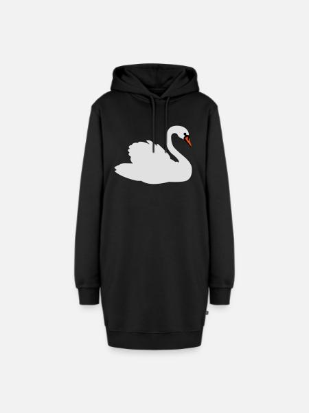 Schwan - Hoodie-Kleid - Schwarz