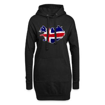 Iceland Flag Map - Hoodie-Kleid - Schwarz - Vorne