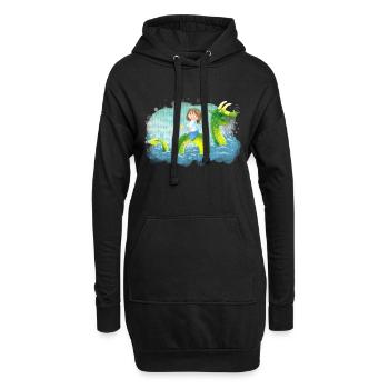Mädchen Drachen reiten - Hoodie-Kleid - Schwarz - Vorne