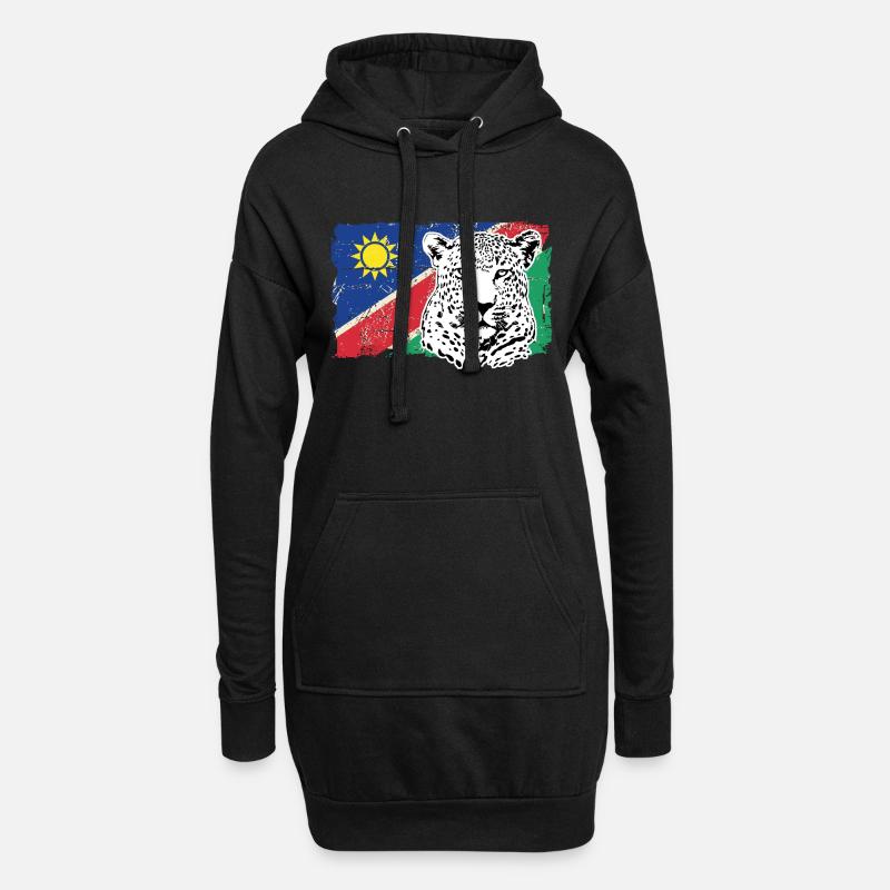 Namibia Flag - Leopard - Hoodie-Kleid - Schwarz