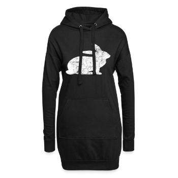 Suis le lapin blanc - Sweat-shirt à capuche long Femme - noir - Devant