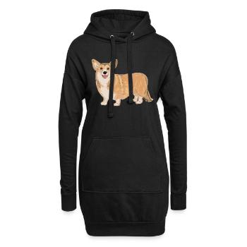Standing Corgi - Hoodie Dress - black - Front