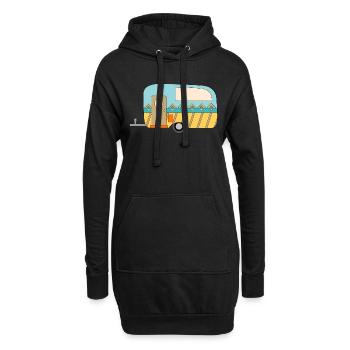 Wohnwagen Camping Lustiges - Hoodie-Kleid - Schwarz - Vorne