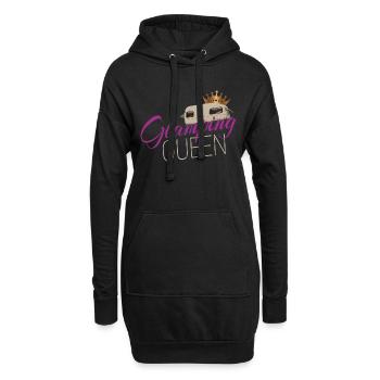 Glamping Queen Camping avec caravane vintage - Sweat-shirt à capuche long Femme - noir - Devant