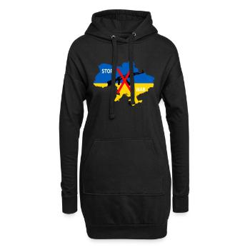 Soutenez l’Ukraine, l’Ukraine - arrêtez la guerre - Sweat-shirt à capuche long Femme - noir - Devant