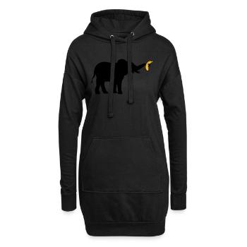 Grande silhouette d’éléphant banane - Sweat-shirt à capuche long Femme - noir - Devant