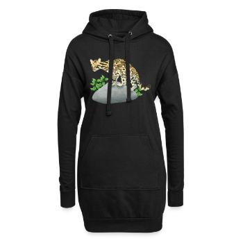 kleiner Ozelot - Hoodie-Kleid - Schwarz - Vorne