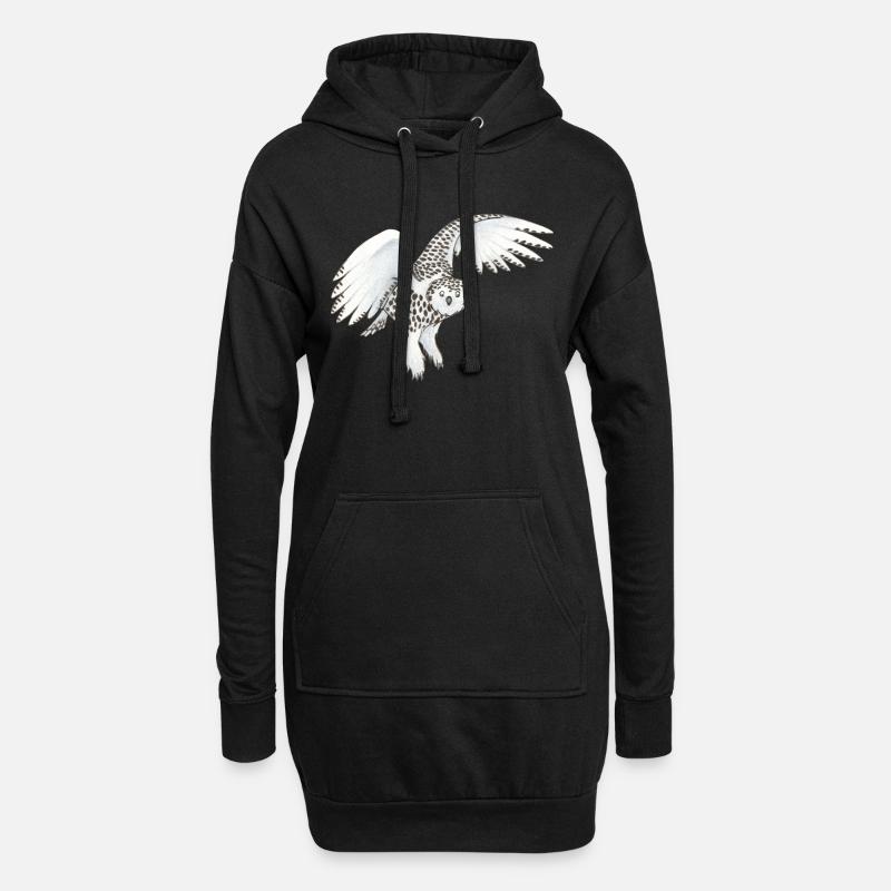 Schneeeule - Hoodie-Kleid - Schwarz