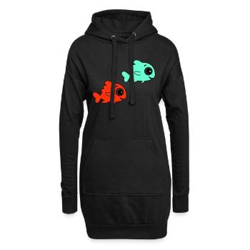 Fische - Hoodie-Kleid - Schwarz - Vorne