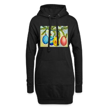 Branche d’œuf colorée - Sweat-shirt à capuche long Femme - noir - Devant