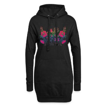 Fleur - Sweat-shirt à capuche long Femme - noir - Devant