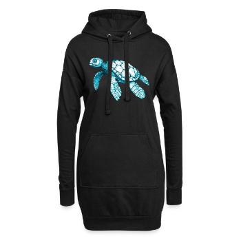 Belle tortue de mer en bleu - Sweat-shirt à capuche long Femme - noir - Devant