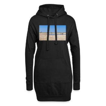 Paysage à la rivière Cubango avec girafe - Sweat-shirt à capuche long Femme - noir - Devant
