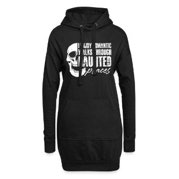 J’aime les promenades romantiques à travers des lieux hantés - Sweat-shirt à capuche long Femme - noir - Devant