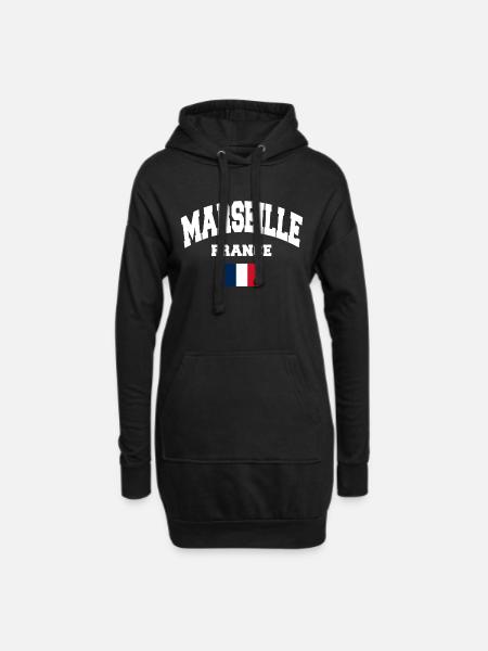 Marseille - Sweat-shirt à capuche long Femme - noir