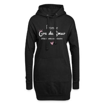 Promue grande soeur en septembre-annonce grossesse - Sweat-shirt à capuche long Femme - noir - Devant