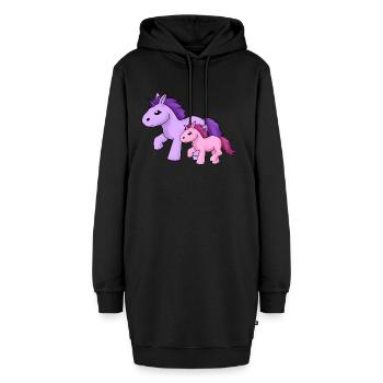 Einhornmama mit Einhornkind - Hoodie-Kleid - Schwarz - Vorne - AI Model Female 172 light (172cm)