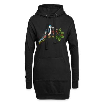 Bunter Vogel - Hoodie-Kleid - Schwarz - Vorne