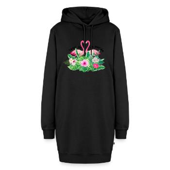 Team de la mariée flamingo tropical - Sweat-shirt à capuche long Femme - noir - Devant