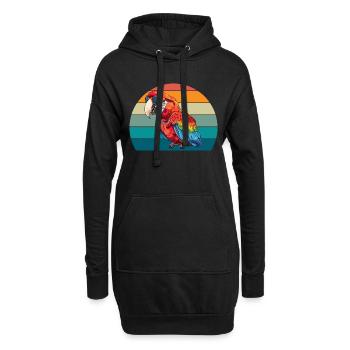 Papagei Retro Vogel Sommer - Hoodie-Kleid - Schwarz - Vorne