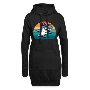 Hai Retro Lustig Sommer Strand - Hoodie-Kleid - Schwarz - Vorne