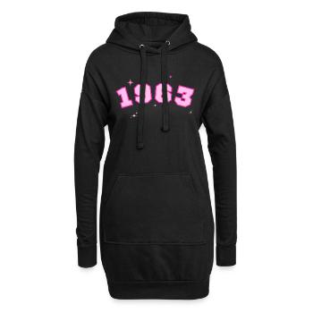 1963 rose étoile - Sweat-shirt à capuche long Femme - noir - Devant
