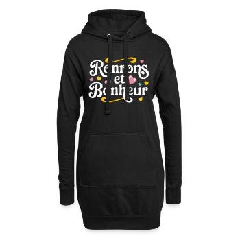 Ronrons et bonheur - Sweat-shirt à capuche long Femme - noir - Devant