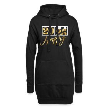 2025 Happy – Funny Silvester Design - Hoodie-Kleid - Schwarz - Vorne