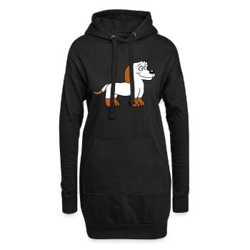 chien se tient mignon petit chiot heureux animal de compagnie - Sweat-shirt à capuche long Femme - noir - Devant
